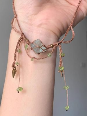 Fluorite macrame collarbone necklace