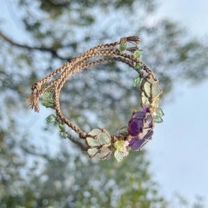 Forest Inspired Unique Macrame Crystal Bracelet (1)