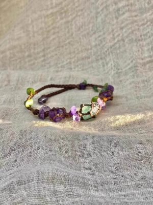 amethyst and green fluorite woven bracelet (1)
