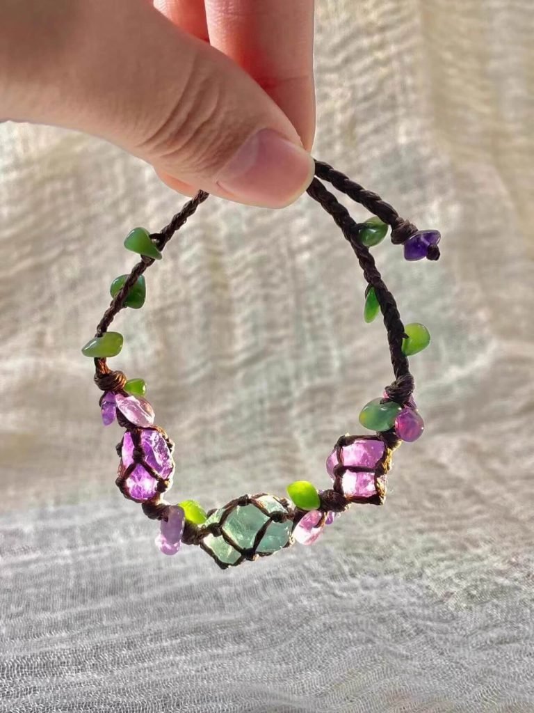 amethyst and green fluorite woven bracelet (3)
