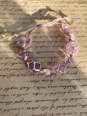 amethyst raw stone macrame bracelet (2)