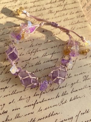 amethyst raw stone macrame bracelet (4)