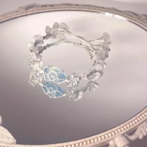 aquamarine and clear quartz macrame bracelet (1)