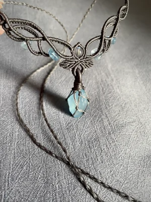 aquamarine woven necklace (2)