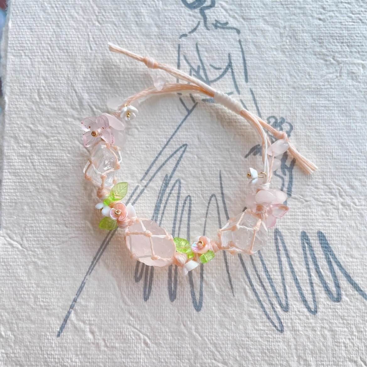 clear crystal and rose quartz bracelet (1)
