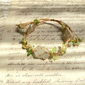 fluorite and peridot woven bracelet in nature style (1)