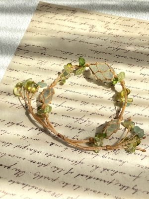 fluorite and peridot woven bracelet in nature style (2)