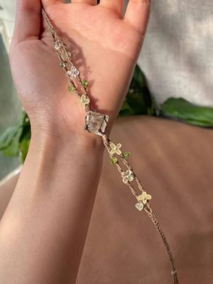 green fluorite octahedral double layer woven bracelet (1)