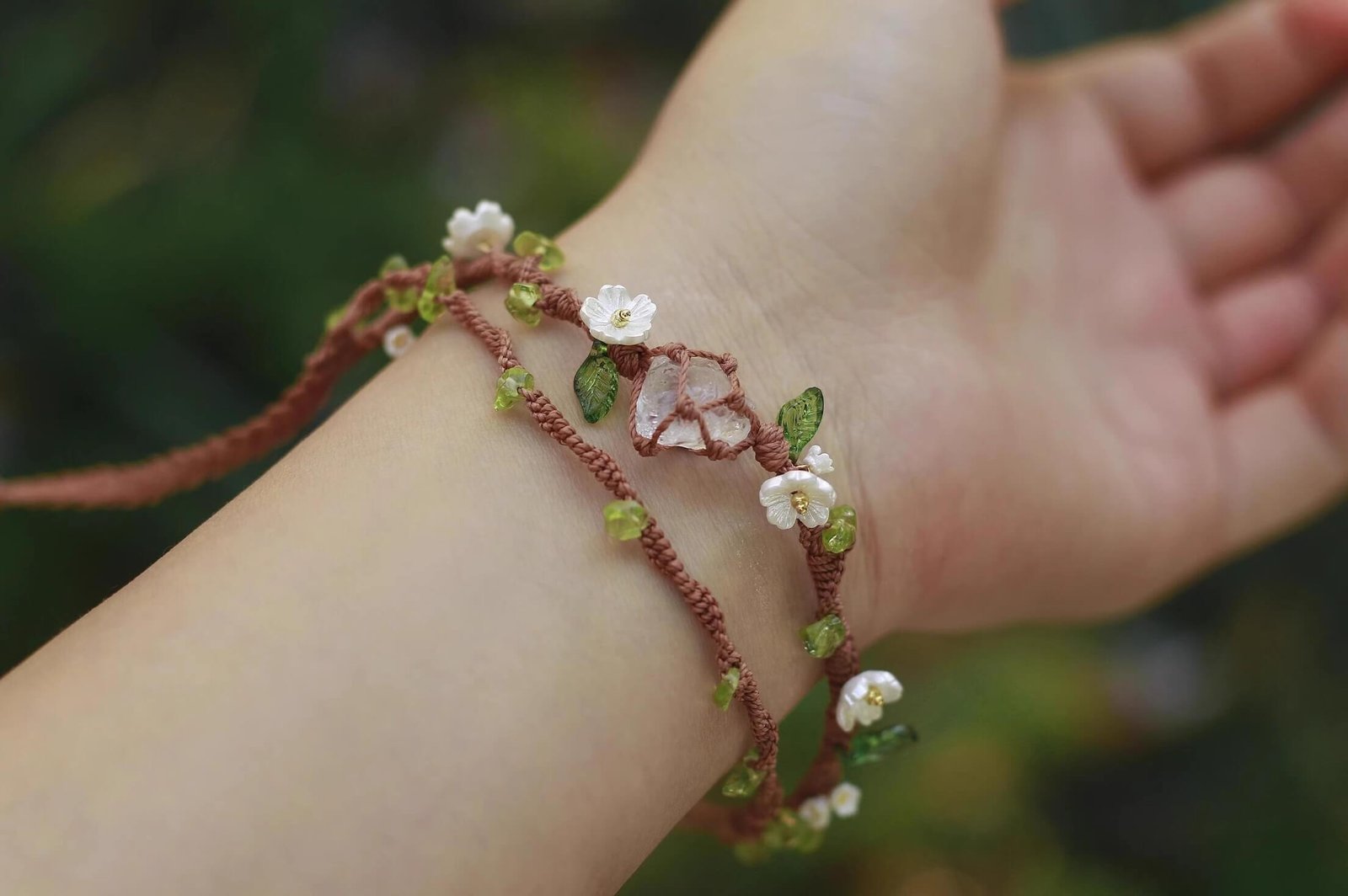 handwoven clear quartz crystal bracelet (3)