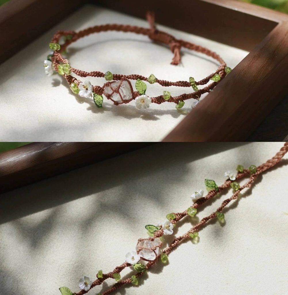 handwoven clear quartz crystal bracelet