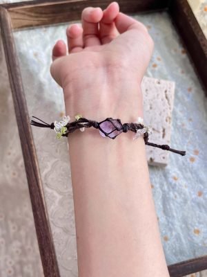 minimalist purple amethyst woven bracelet (1)