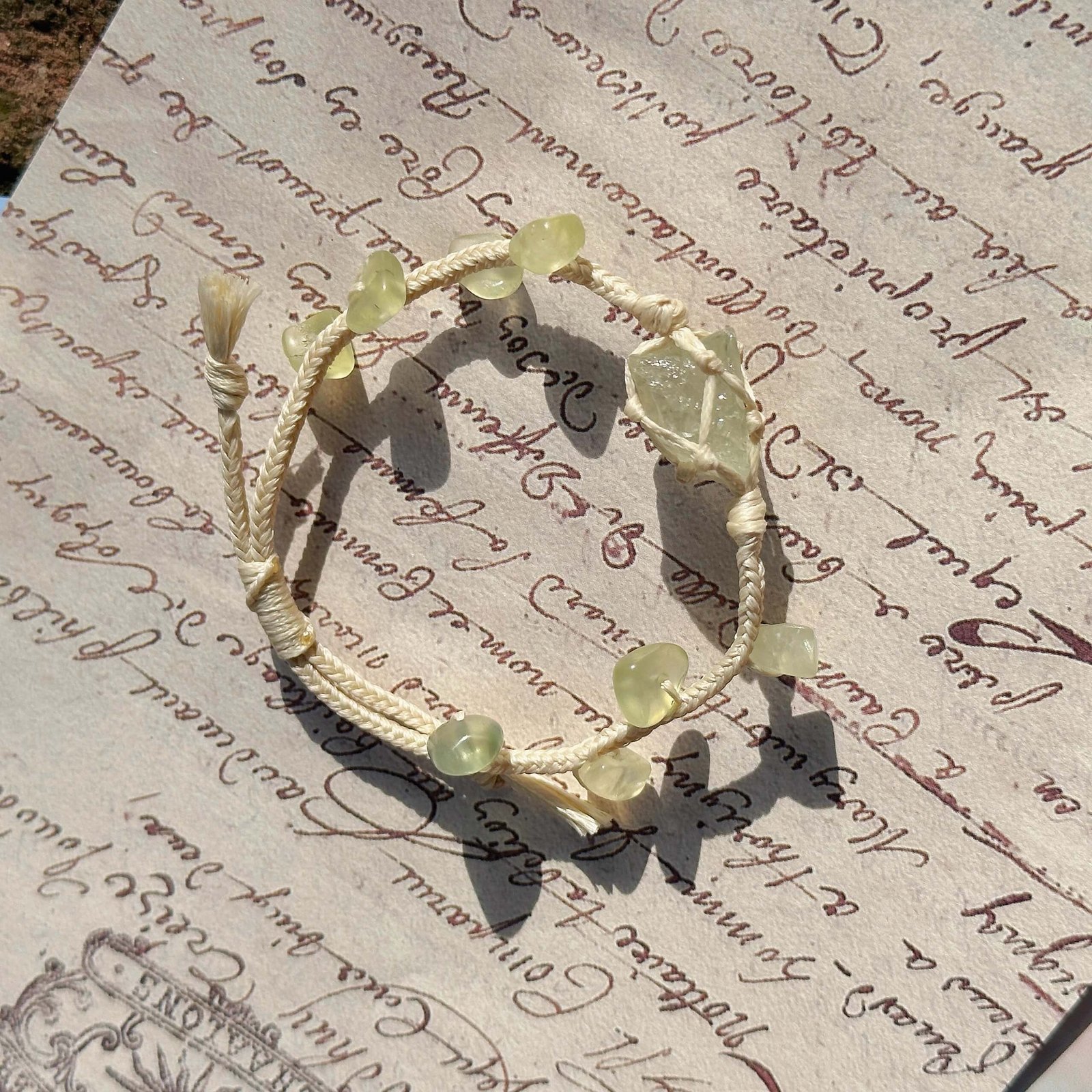 natural crystal macrame bracelet