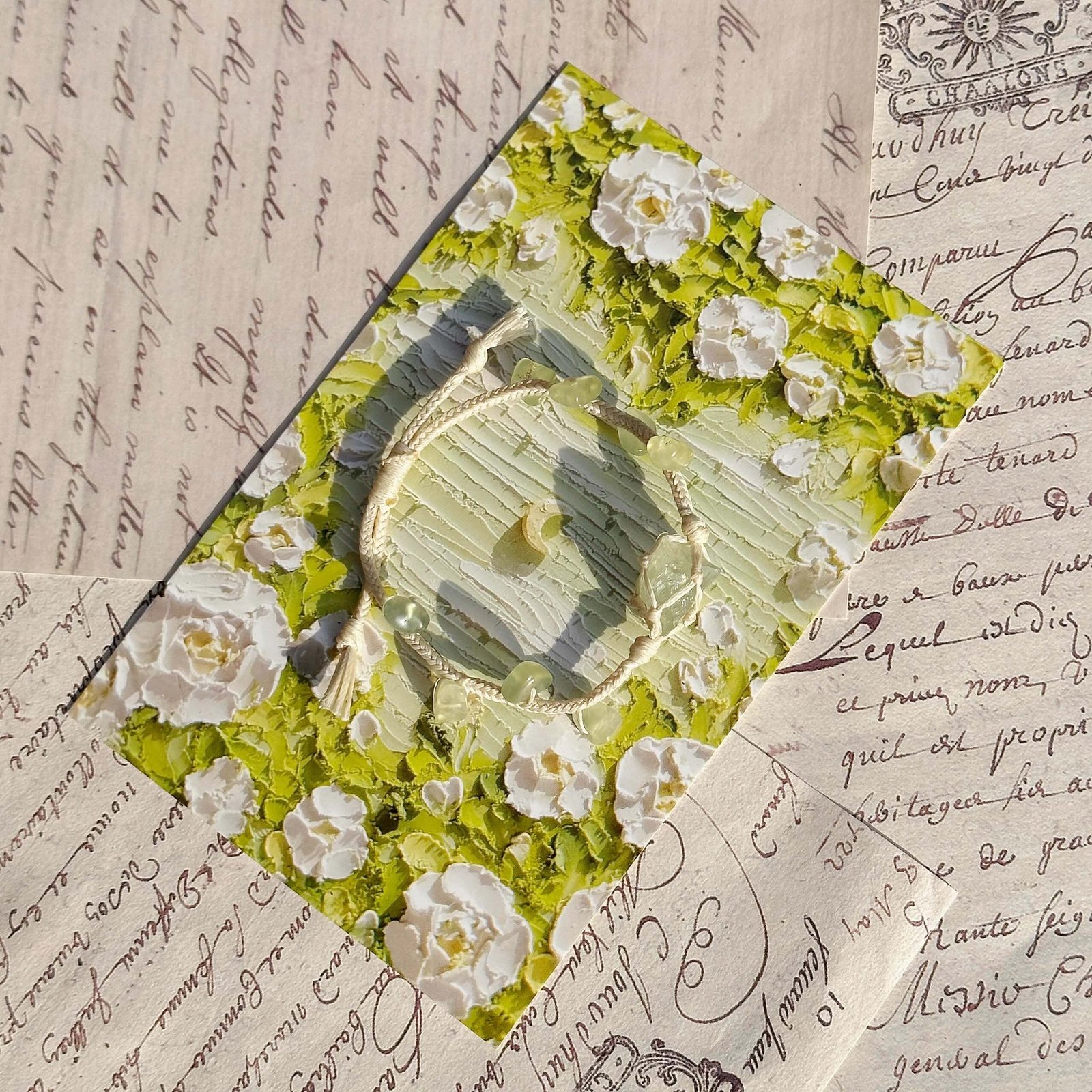 natural crystal macrame bracelet