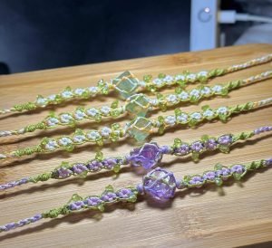 octahedron crystal macrame Bracelet debwrryart (1)