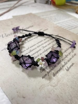 raw amethyst macrame bracelet dewberryart (2)