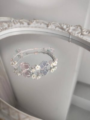 rose quartz and blue chalcedony woven bracelet (2)