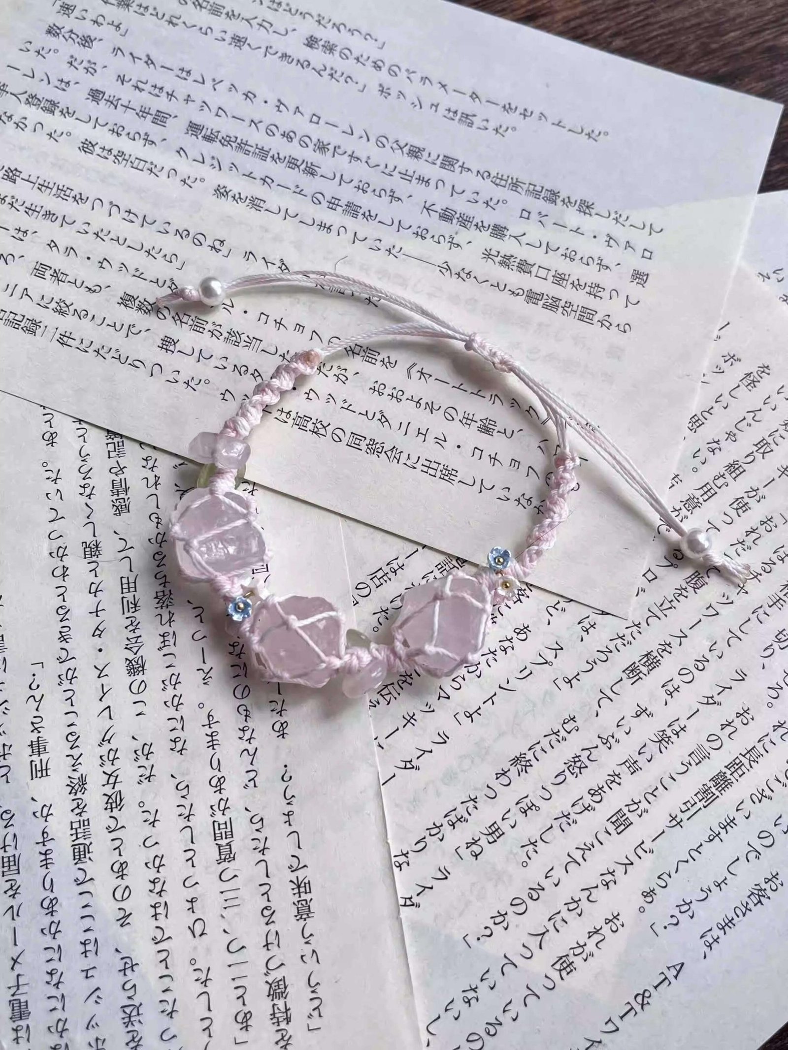 rose quartz woven bracelet (2)