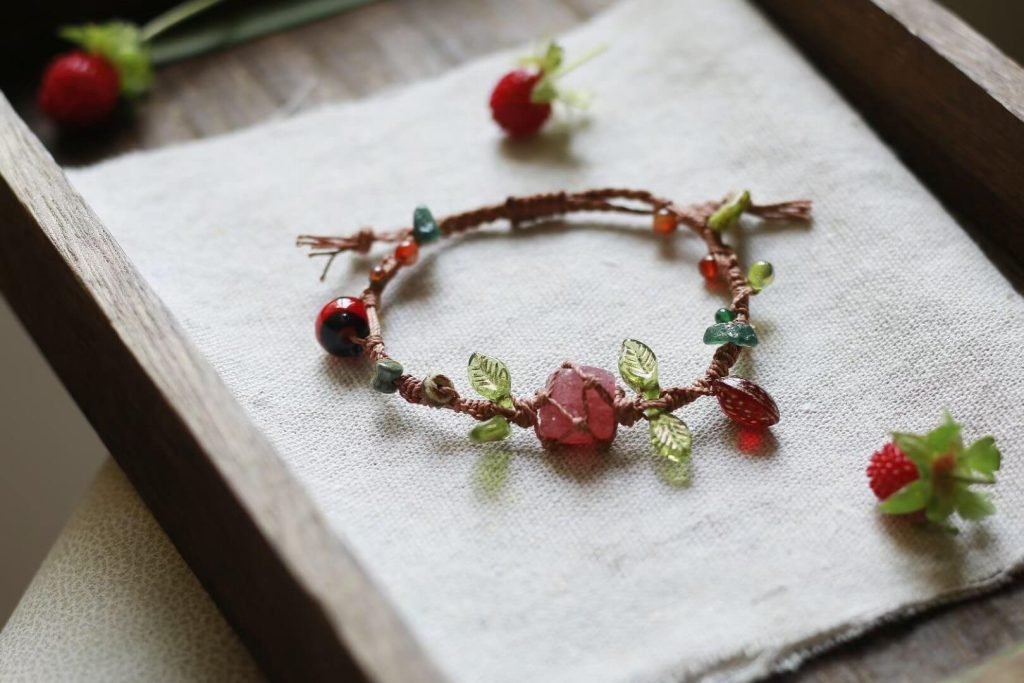 strawberry quartz forest fairy bracelet (1)