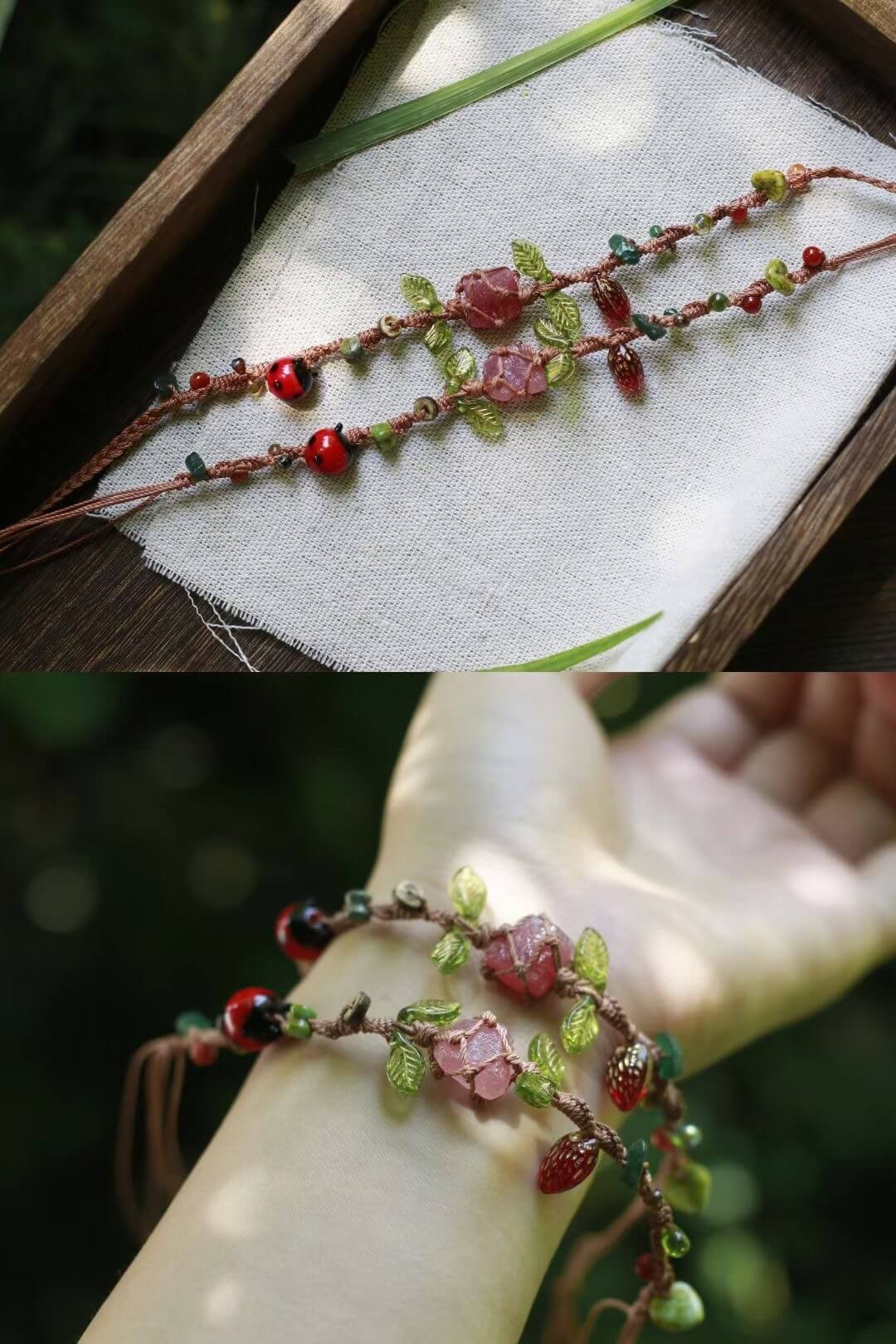 strawberry quartz forest fairy bracelet (2)
