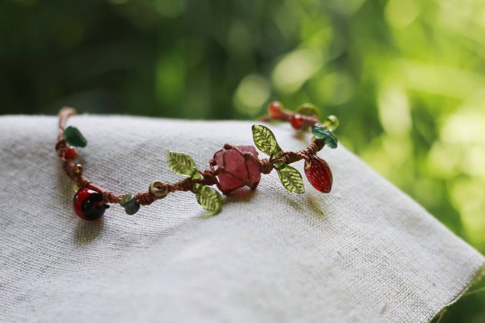 strawberry quartz forest fairy bracelet (3)