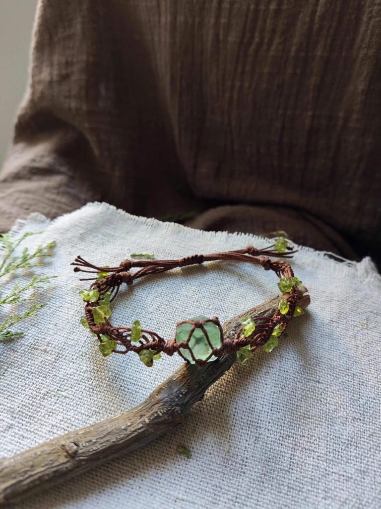 vintage green fluorite woven bracelet (5)