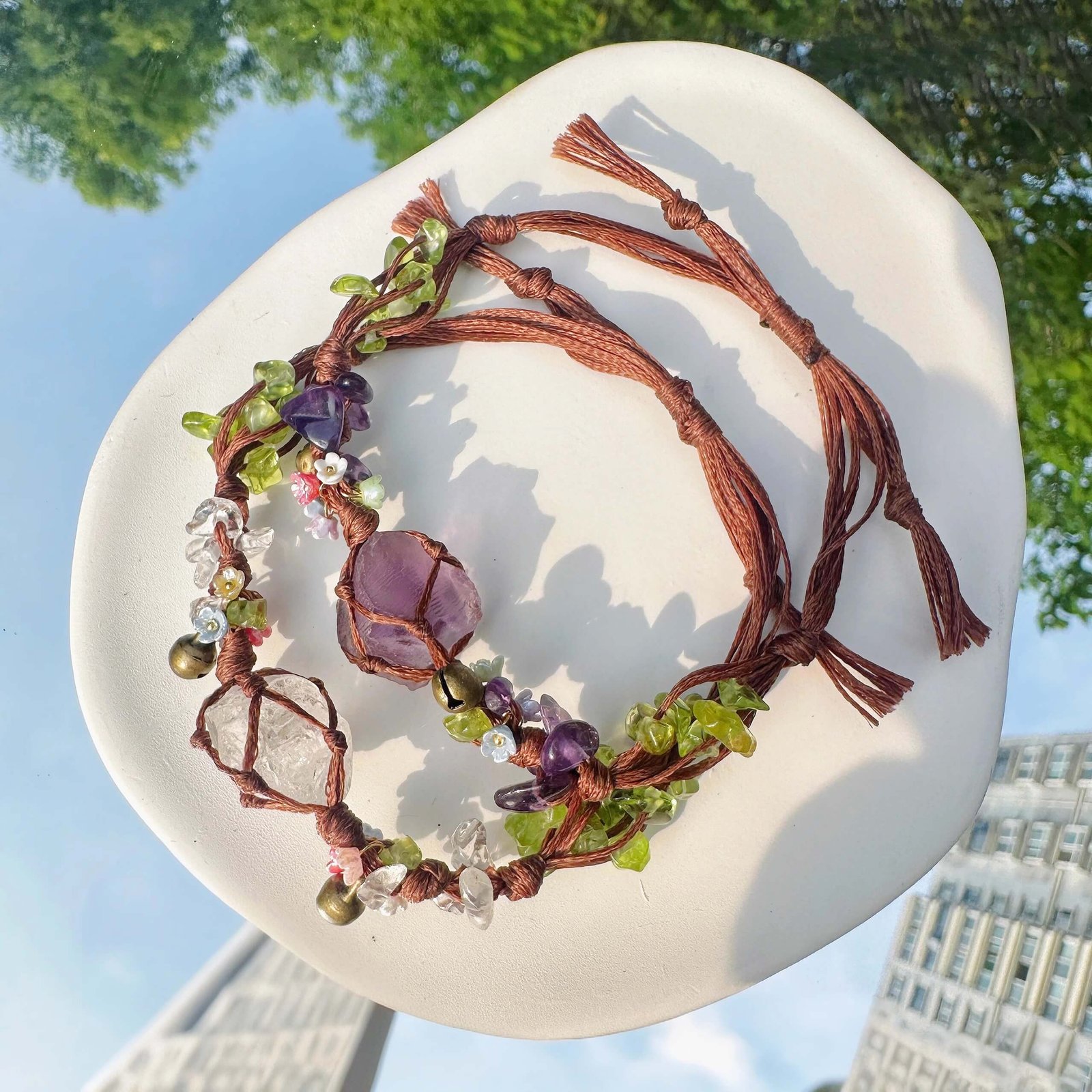 woven raw crystal bracelets