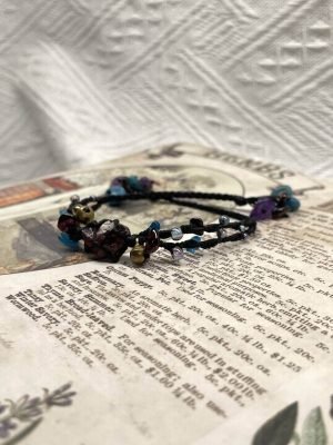 garnet bell knitted bracelet