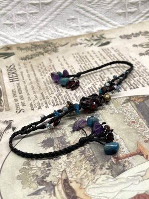 garnet bell knitted bracelet