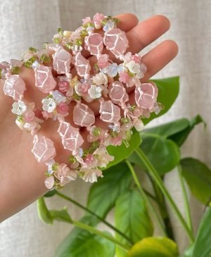 Rose Quartz Flower Macrame Bracelet