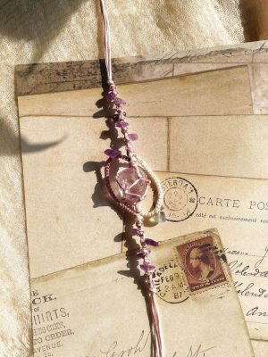 amethyst crystal macrame bracelet