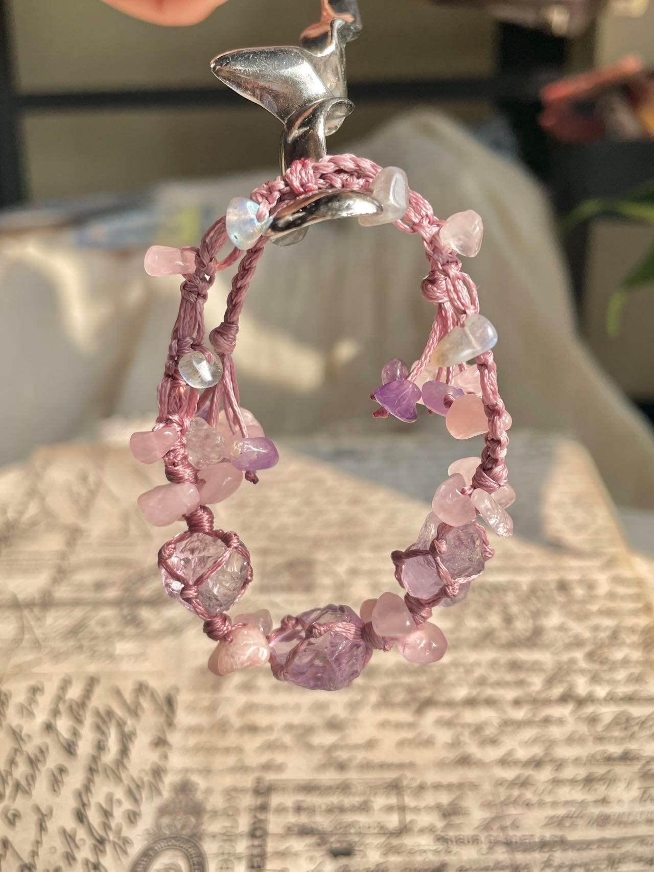 amethyst crystal woven bracelet