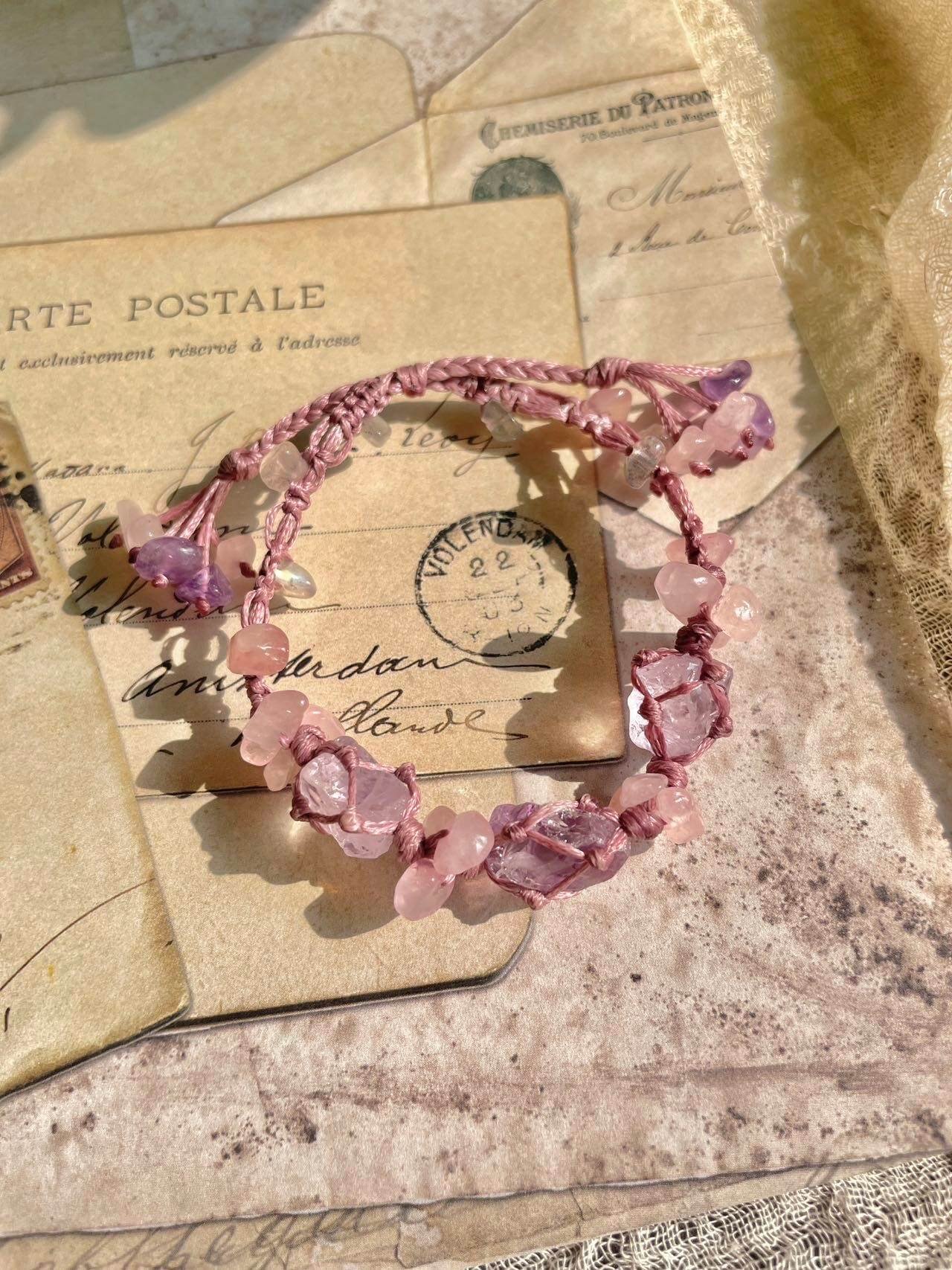 amethyst crystal woven bracelet