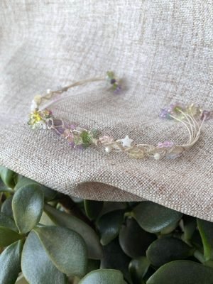 amethyst flower knitted bracelet
