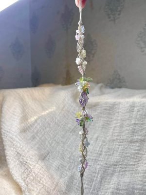 amethyst flower knitted bracelet