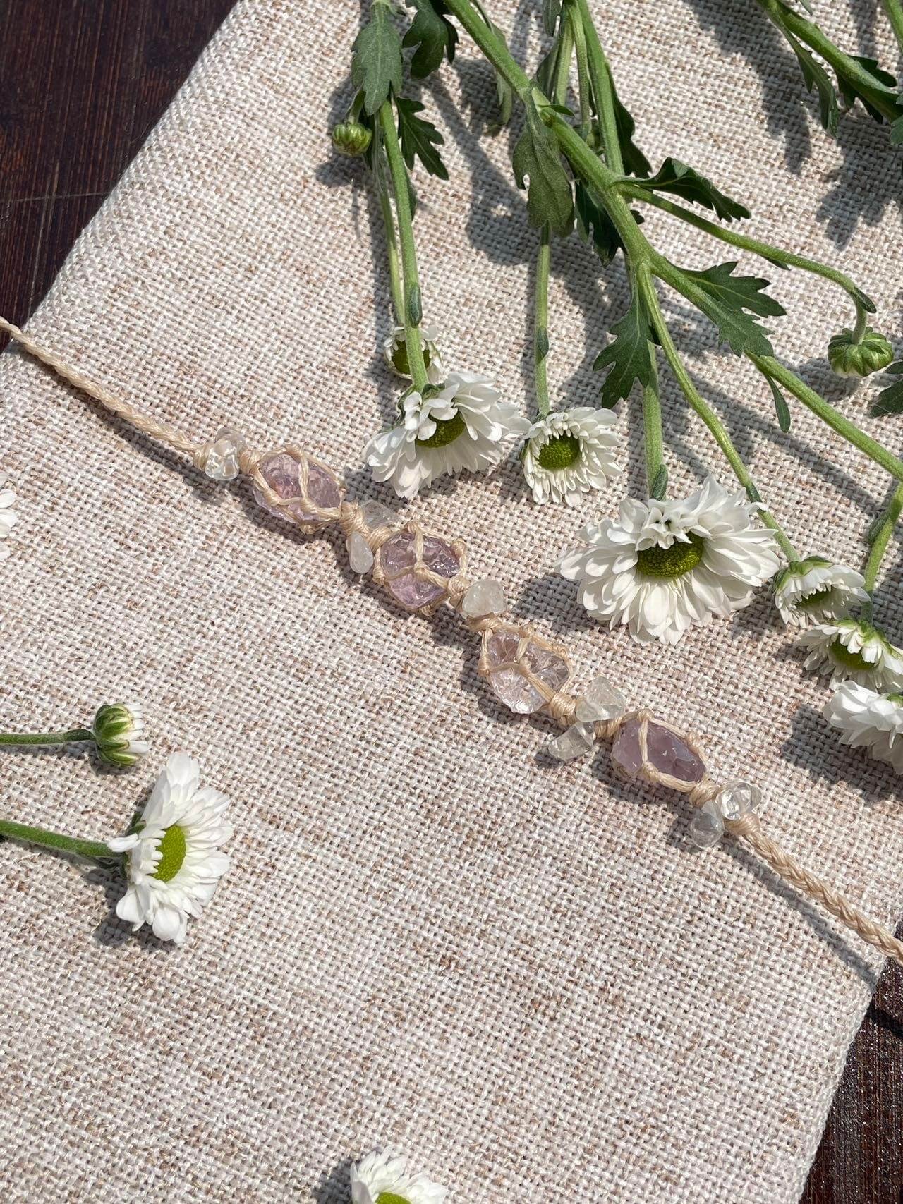 amethyst knitted bracelet