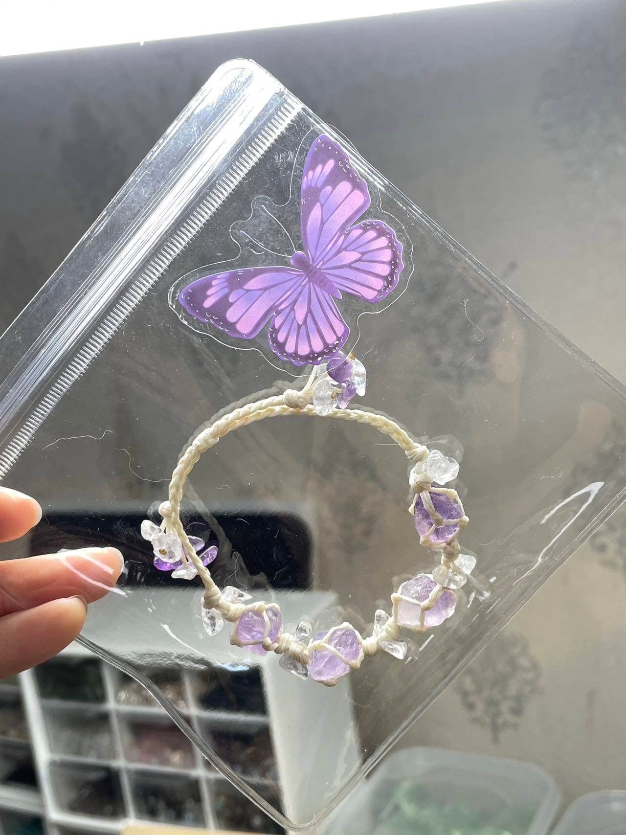 amethyst knitted bracelet