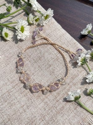 amethyst knitted bracelet