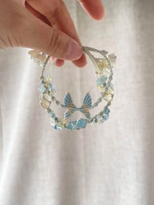 aquamarine citrine butterfly macrame bracelet