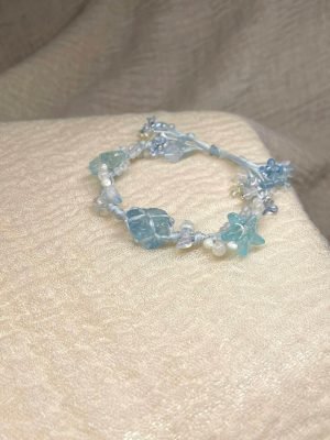 aquamarine knitted bracelet