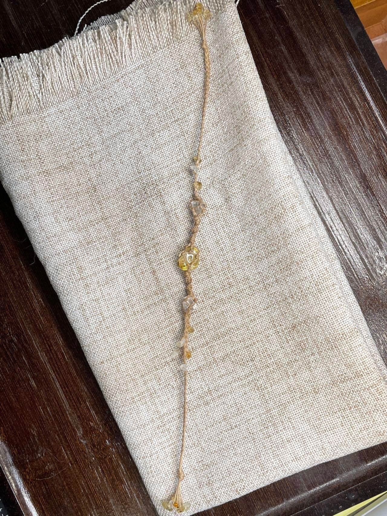 clear quartz and citrine knitted bracelet