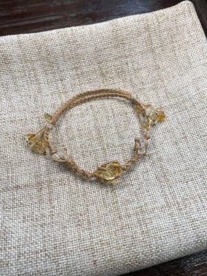 clear quartz and citrine knitted bracelet