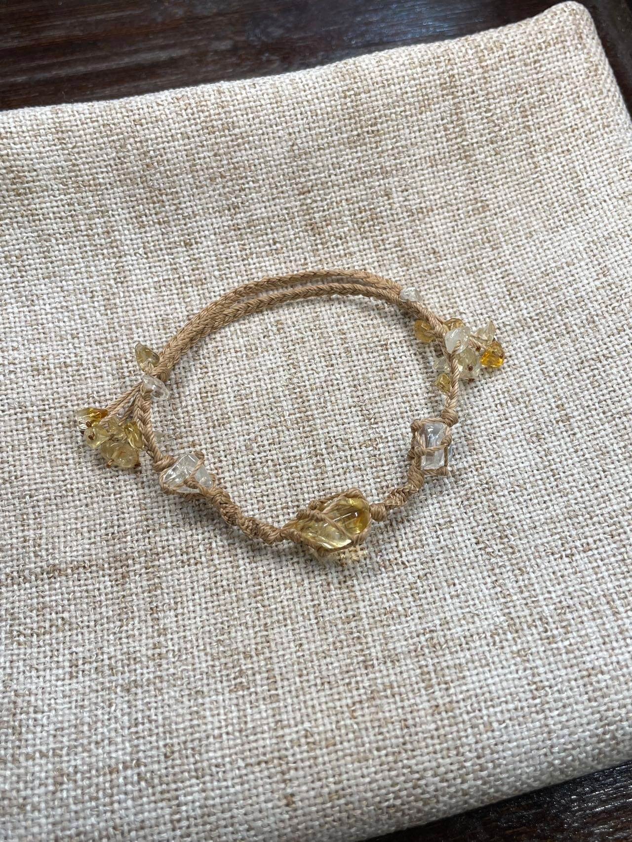 clear quartz and citrine knitted bracelet