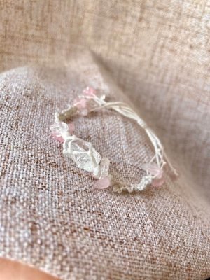clear quartz crystal knitted bracelet