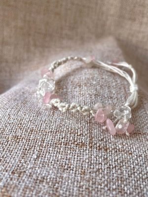 clear quartz crystal knitted bracelet