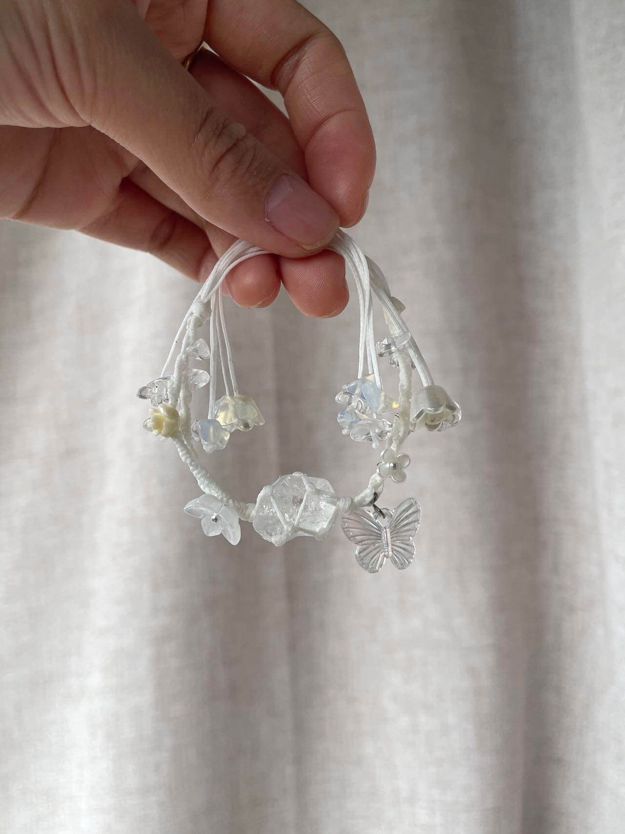 clear quartz knitted bracelet