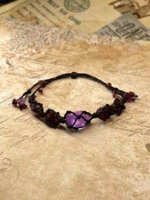 garnet and amethyst woven bracelet