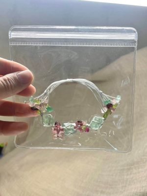 green fluorite flower woven bracelet