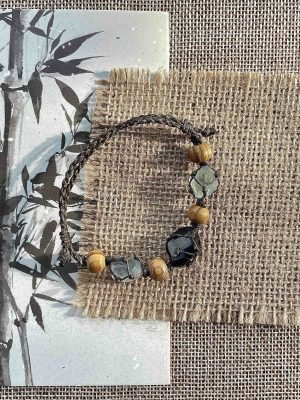 obsidian and green fluorite bracelet