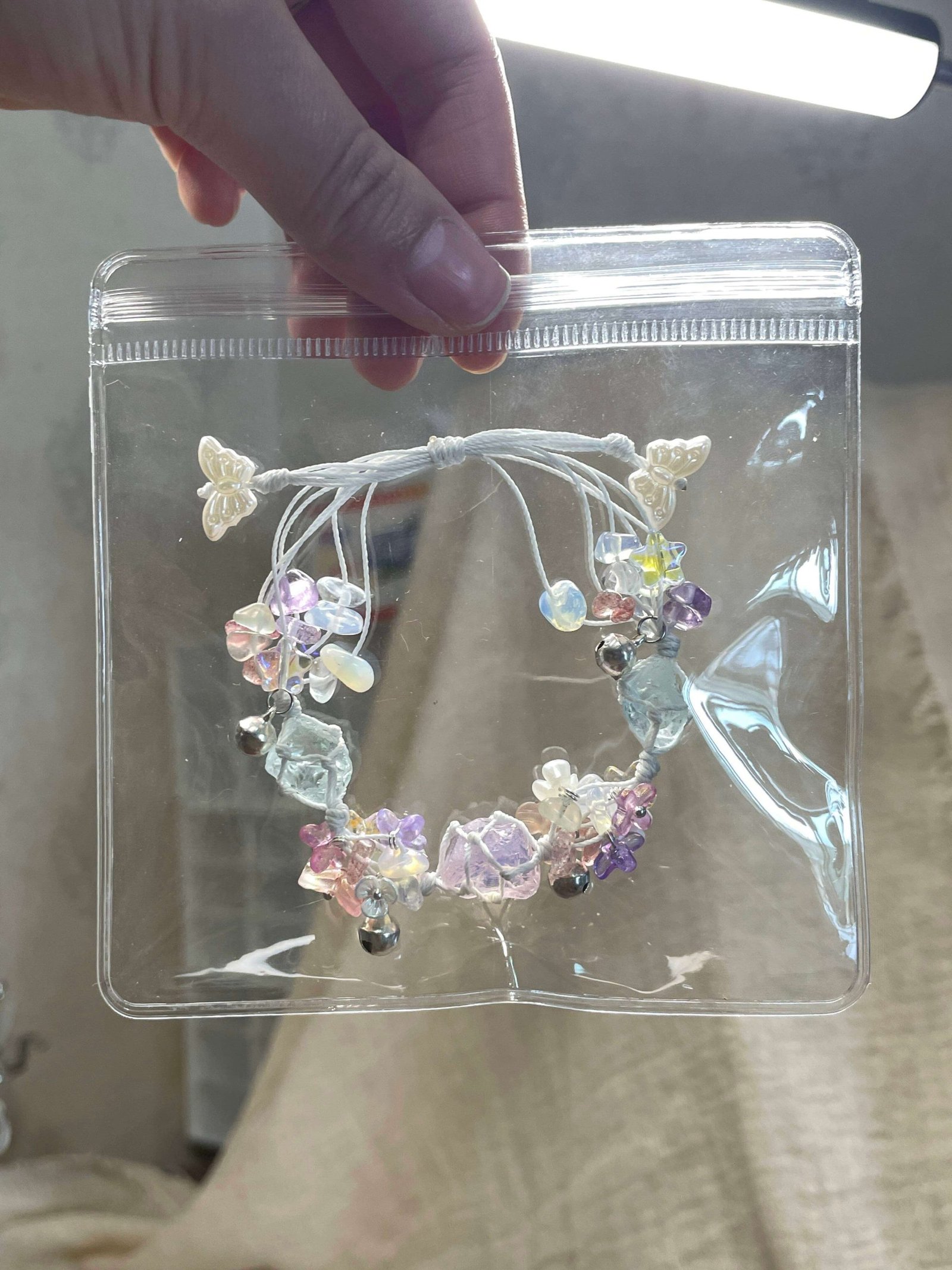 pink opal knitted bracelet