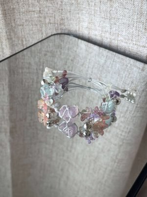 pink opal knitted bracelet